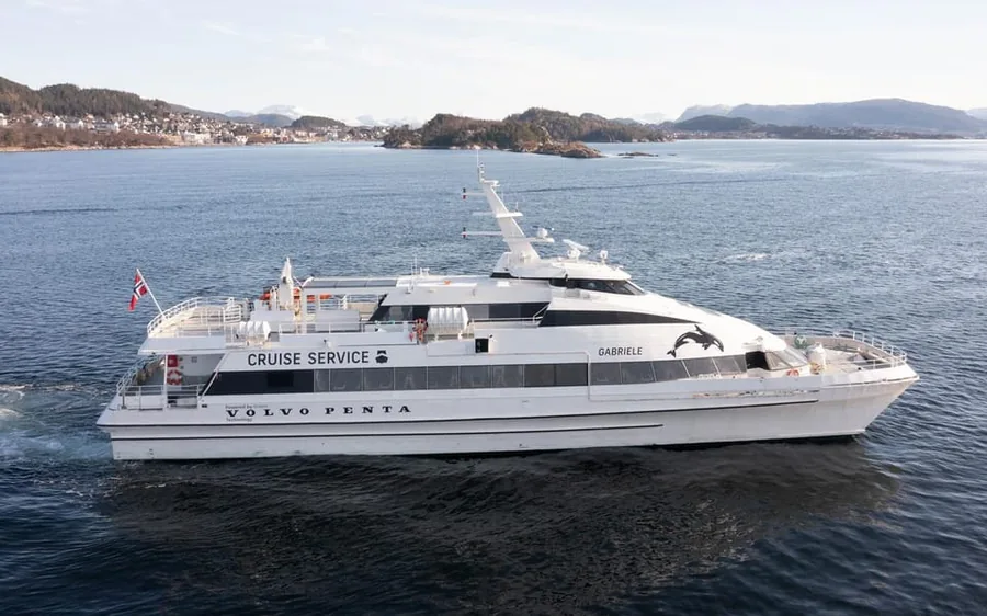 The MS Gabriele under way in the fjord